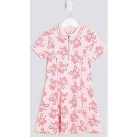 River Island Mini Girls Ribbed Cherry Bow Dress - Pink