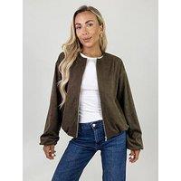Ax Paris Khaki Suedette Jacket - Green
