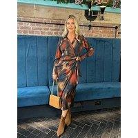 Ax Paris Tie Front Midi Dress - Print