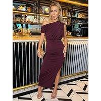 Ax Paris One Shoulder Midi Dress - Plum