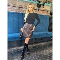 Ax Paris Pu Mini Skirt - Brown