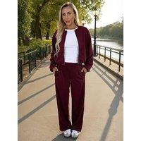 Ax Paris Wide Leg Jogger - Burgundy