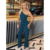 Ax Paris One Shoulder Jumpsuit - Teal