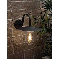 Valuelights Lynton Black Ip44 Outdoor Swan Neck Wall Lantern