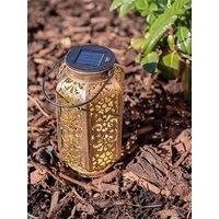 Valuelights Antique Brass Ip44 Solar Powered Moroccan Lantern