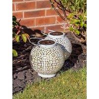 Valuelights White Sphere Solar Powered Hanging Lanterns - Set Of 2