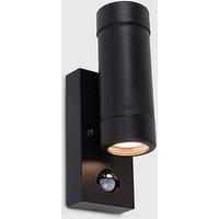Valuelights Trenley Matte Black Ip44 Led Up / Down Pir Wall Light