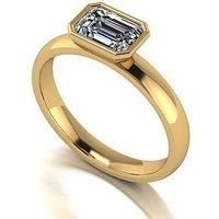 Moissanite 9Ct Gold 1Ct Rub Set Emerald Cut Moissanite Wed Fit Solitaire Ring