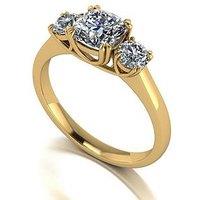 Moissanite 9Ct Gold 1.60Ct Total Eq Criss Cross Cushion And Round Brilliant Moissanite Trilogy Ring