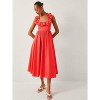Monsoon Maria Ruffle Dress - Coral Orange