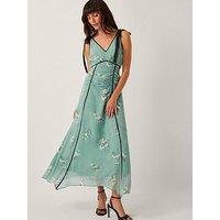 Monsoon Giselle Printed Dress - Sage Green