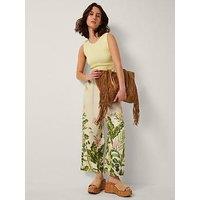 Monsoon Fleur Printed Trousers - Cream