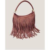 Monsoon Fay Fringe Suedette Bag - Tan