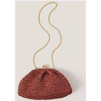 Monsoon Lana Raffia Clutch - Rust Orange