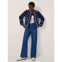 Monsoon Evie Emb Quilt Jacket - Navy