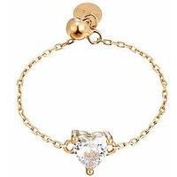 Seol + Gold 18Ct Vermeil Cz Heart Adjustable Chain Ring - Gold