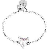 Seol + Gold Sterling Silver Cz Heart Adjustable Chain Ring