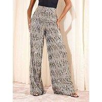 Friends Like These Textured Sequin Wide Leg Trouser - Gunmetal Grey
