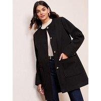 Friends Like These Smart Button Up Midi Coat - Black