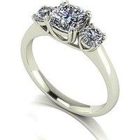 Moissanite 9Ct White Gold 1.60Ct Total Eq Criss Cross Cushion And Round Brilliant Moissanite Trilogy Ring