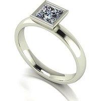 Moissanite 9Ct White Gold 1.05Ct Rub Set Square Brilliant Moissanite Wed Fit Solitaire Ring