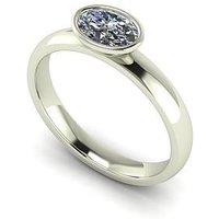 Moissanite 9Ct White Gold 0.90Ct Rub Set Oval Moissanite Wed Fit Solitaire Ring