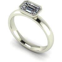 Moissanite 9Ct White Gold 1Ct Rub Set Emerald Cut Moissanite Wed Fit Solitaire Ring