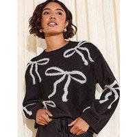 Friends Like These Tinsel Bow Jumper - Ivory