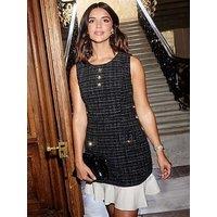 Friends Like These Boucle Button Hybrid Mini Dress - Black
