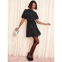 Friends Like These Hotfix Mini Dress - Black