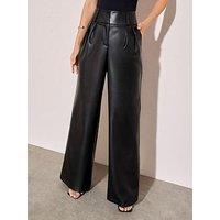 Friends Like These Pu Pleated Wide Leg Trouser - Black
