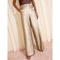 Friends Like These Pu Tailored Wide Leg Trouser - Gold