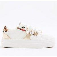 River Island Older Girls Leopard Charm Trainers - White