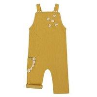 Lilly + Sid Girls Floral Applique Dungarees - Yellow