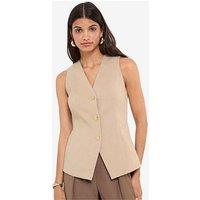 Friends Like These Sculpting Stretch Multi Button Waistcoat - Beige