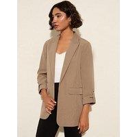Friends Like These Edge To Edge Tailored Sleeve Detail Blazer - Beige