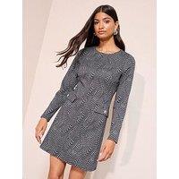 Friends Like These Cosy Tab Check Print Mini Dress - Grey