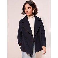 Friends Like These Double Breasted Peacoat - Navy