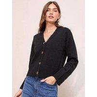 Friends Like These V Neck Exposed Seam Cardigan - Black