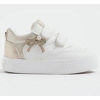 River Island Mini Mini Girls Bow Charm Plim Shoes - White