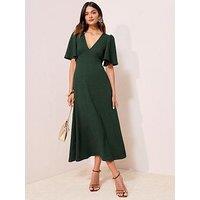 Friends Like These Textured V Neck Midi Dress - Green