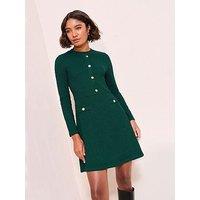 Friends Like These Jersey Button Detail Long Sleeve Mini Dress - Green