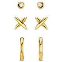 Orelia Polished Cross & Micro Hoop 6 Pack