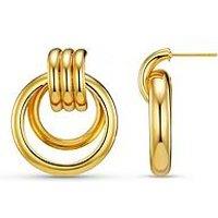 Orelia Statement Open Interlocking Hoop Earrings - Gold