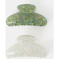 Accessorize 2-Pack Iridescent Tile Resin Claw Clips - Multi