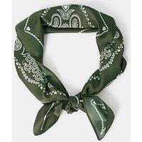 Accessorize Square Satin Bandana Scarf - Khaki