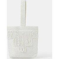 Accessorize Bridal Beaded Fringe Bag - Cream