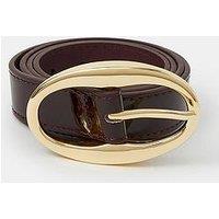 Accessorize Oval Buckle Patent Belt - Red