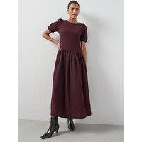 The Very Collection Gingham Check Waist Detail Midaxi Dress - Print