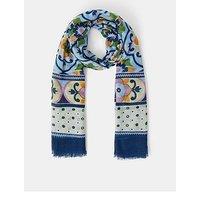 Accessorize Lightweight Tile Print Scarf - Blue